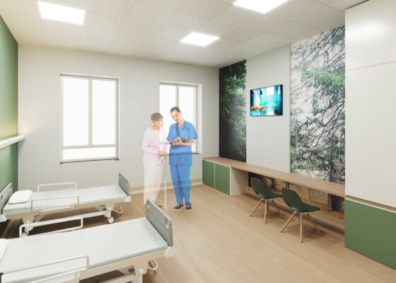 Progettazione interni stanze ospedale